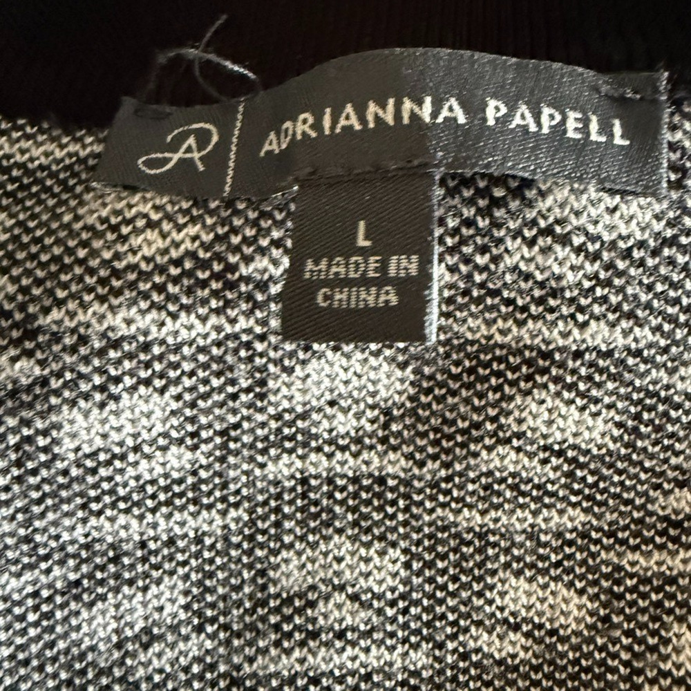 Arianna Papell Patterned Knit Top Black White Button Polo Sweater Minimalist L - Picture 8 of 9